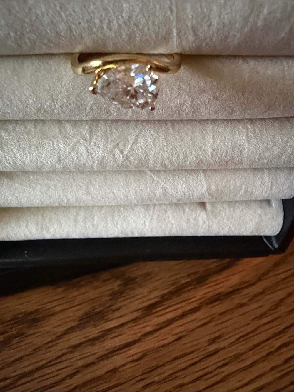 18k played over Sterling silver with 2k moissanite adjustable ring